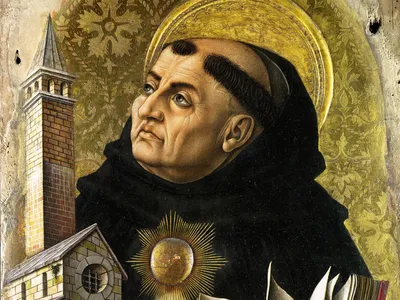St. Thomas Aquinas — detail from the Demidoff Altarpiece